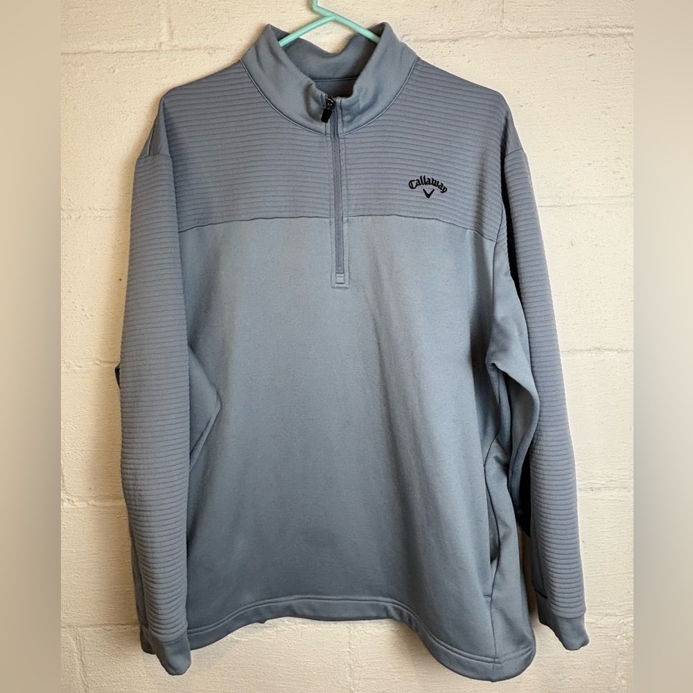 CALLAWAY Men’s Grey Minimalist Casual Classic Cozy Pullover Quarter Zip Size XL